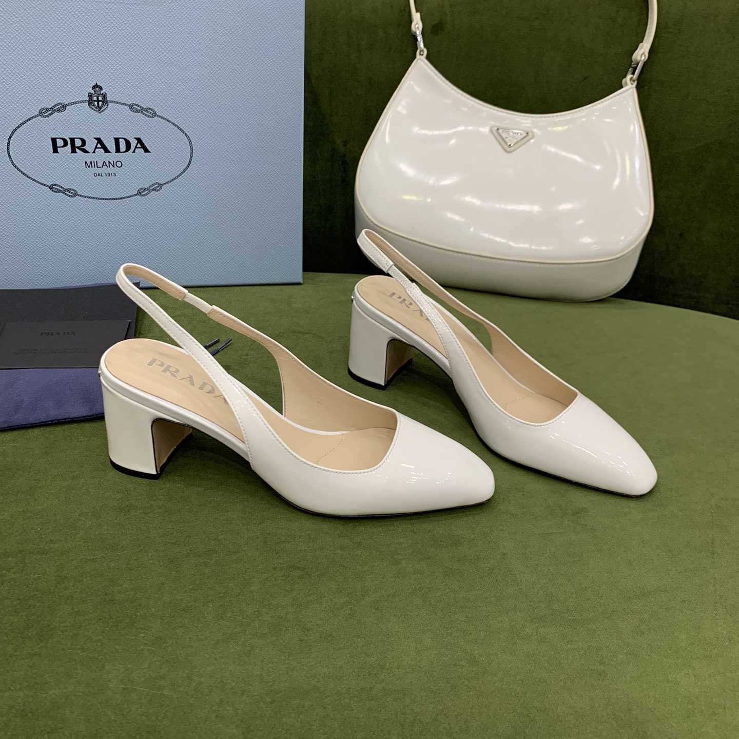Prada Patent-leather Slingback Pumps - PerfectKickZ