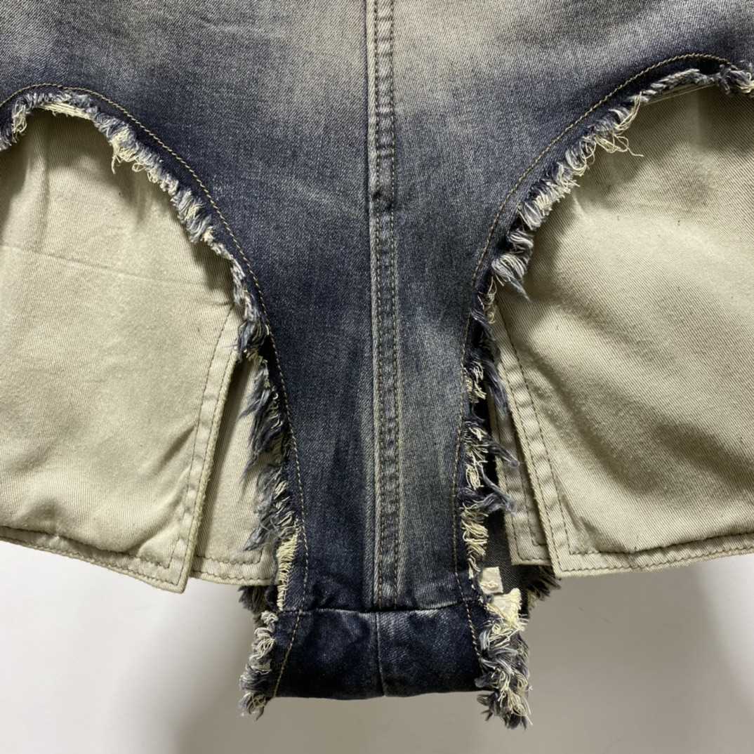 Rick Owens High Cut Denim Shorts - 