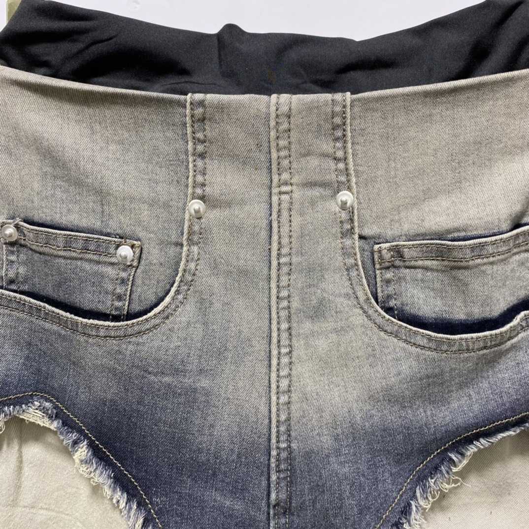 Rick Owens High Cut Denim Shorts - 