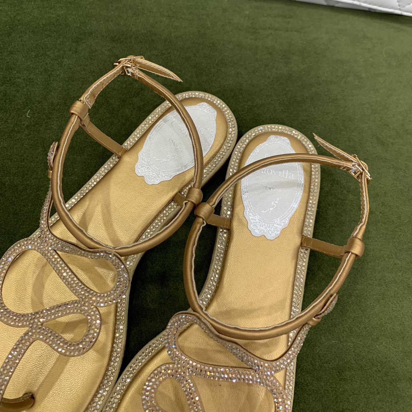 Rene Caovilla Snake Crystal Embellished Flat Sandals - PerfectKickZ