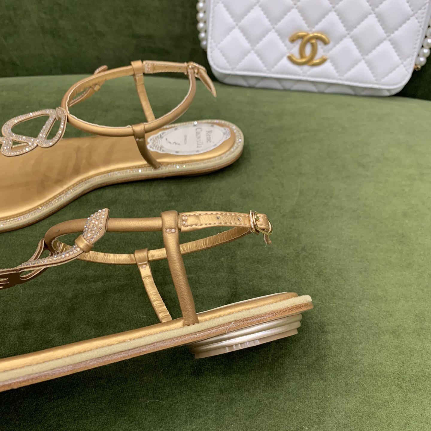 Rene Caovilla Snake Crystal Embellished Flat Sandals - PerfectKickZ