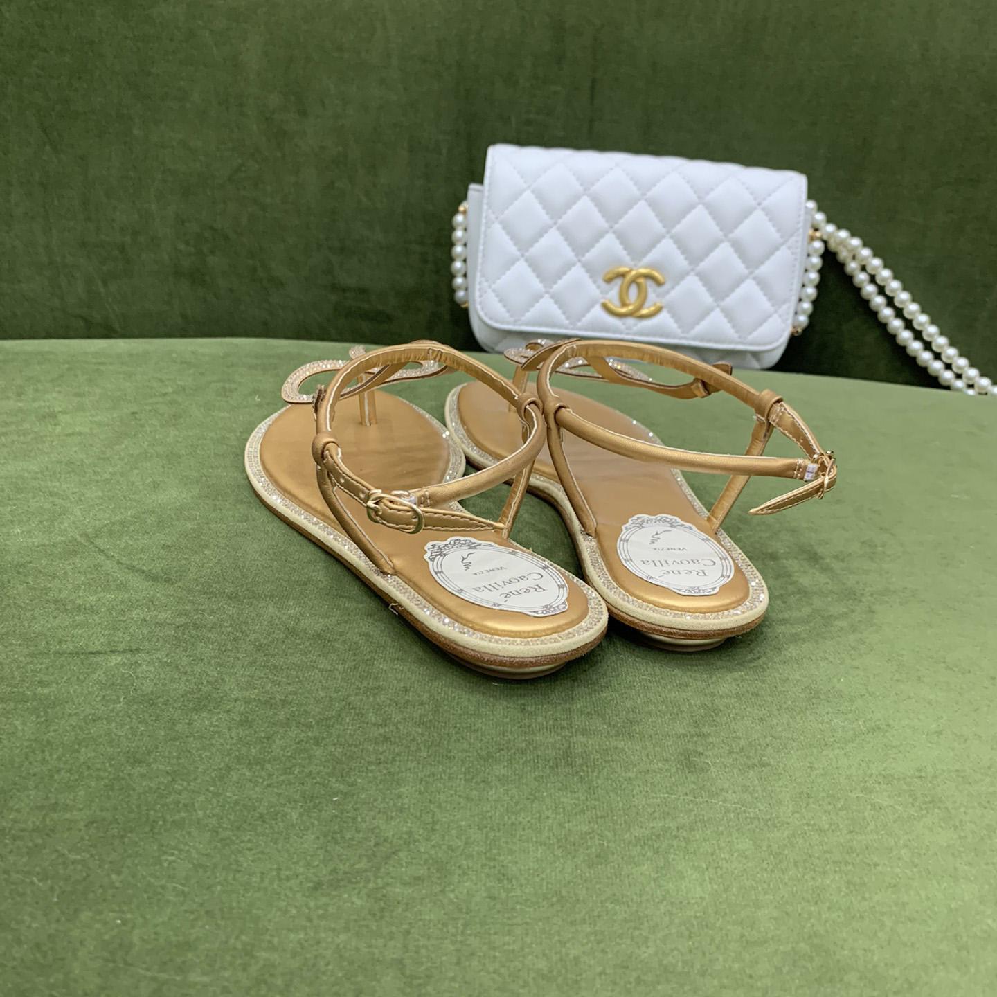 Rene Caovilla Snake Crystal Embellished Flat Sandals - PerfectKickZ