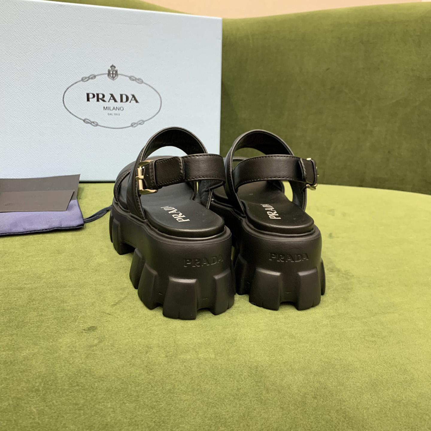 Prada Monolith Leather Sandals - PerfectKickZ