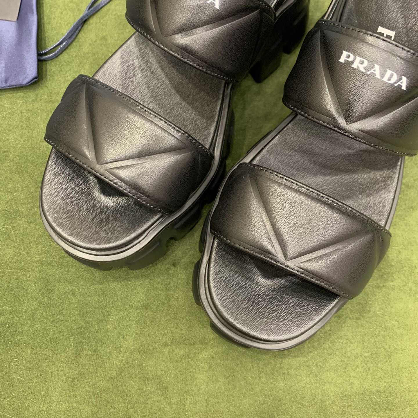 Prada Monolith Leather Sandals - PerfectKickZ