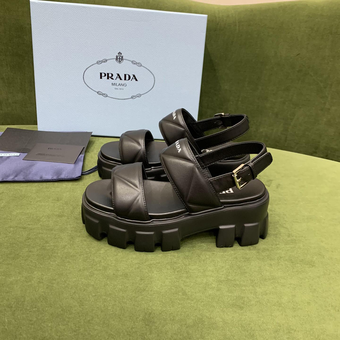 Prada Monolith Leather Sandals - PerfectKickZ