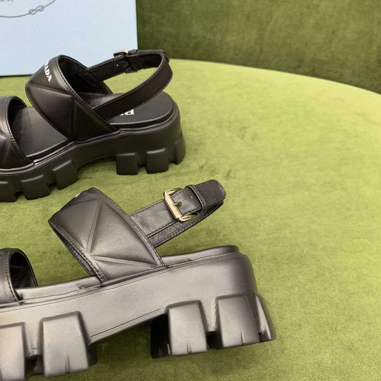 Prada Monolith Leather Sandals - PerfectKickZ