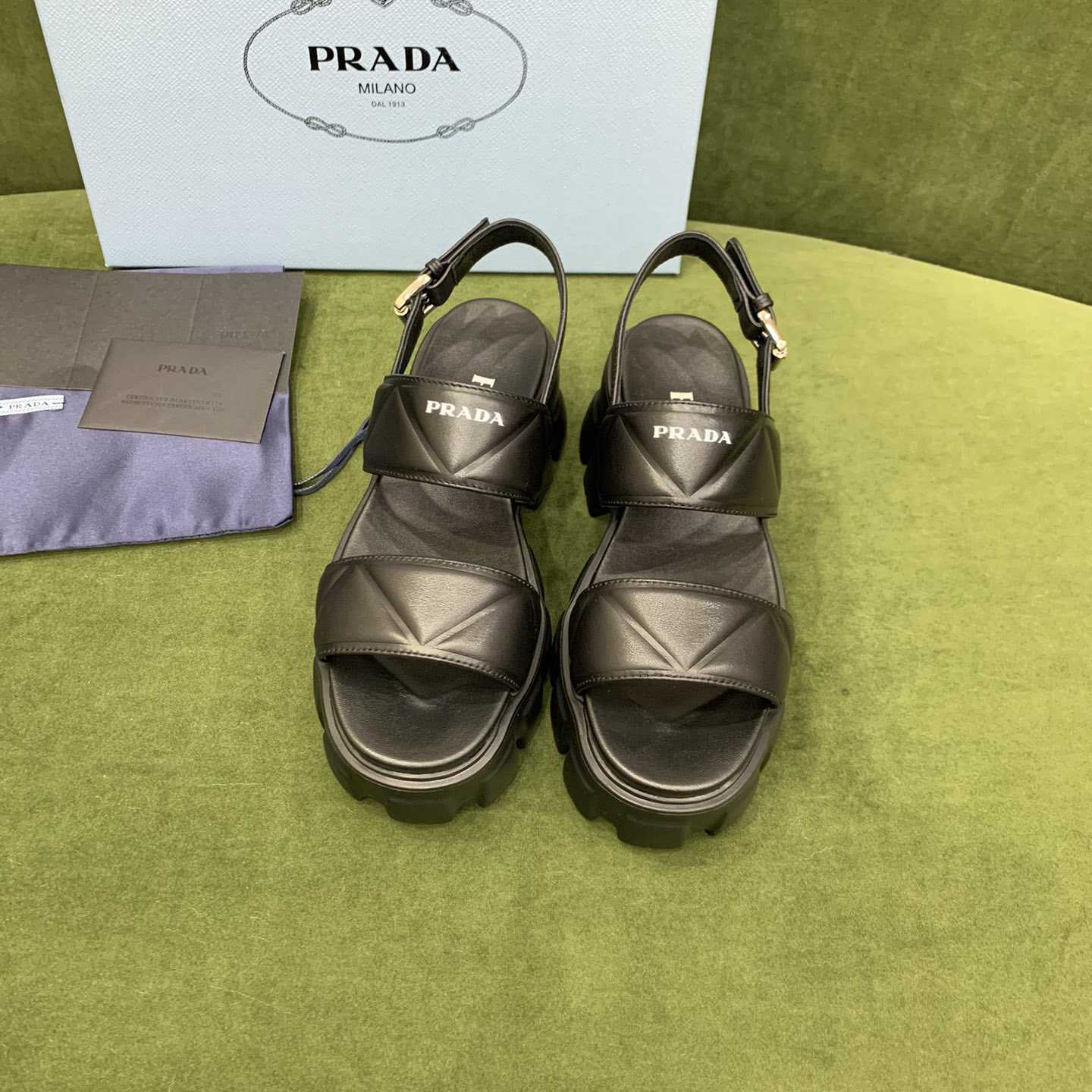 Prada Monolith Leather Sandals - PerfectKickZ