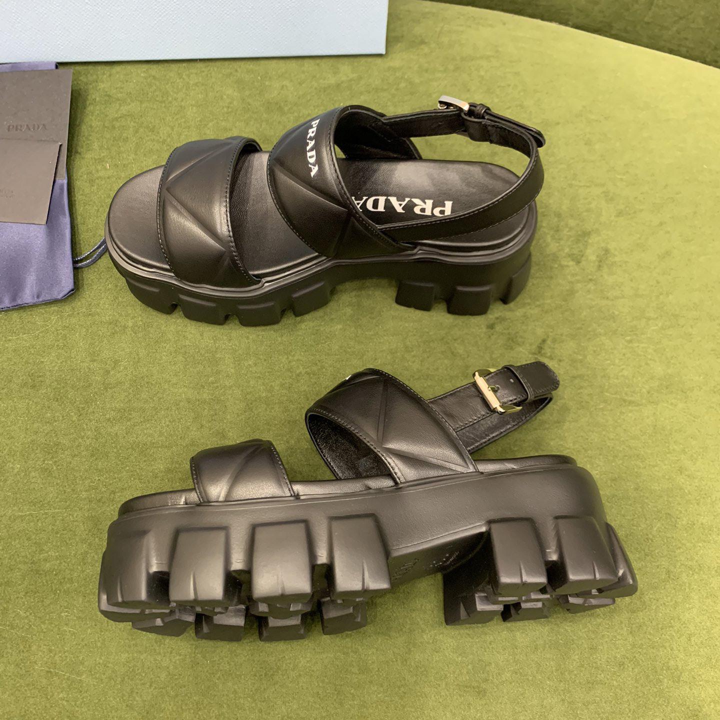 Prada Monolith Leather Sandals - PerfectKickZ