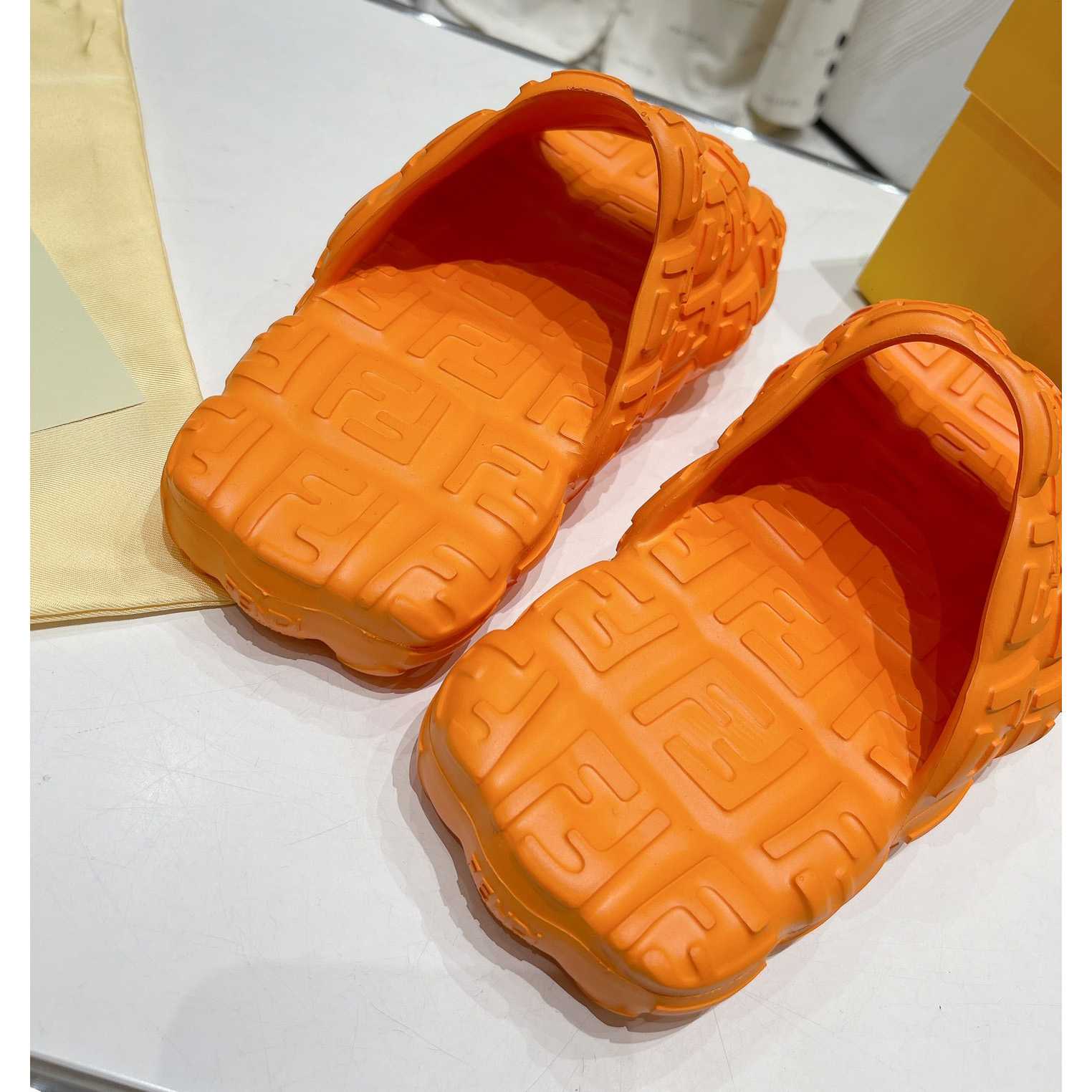 Fendi Cloud Slides Orange Rubber Slides - 