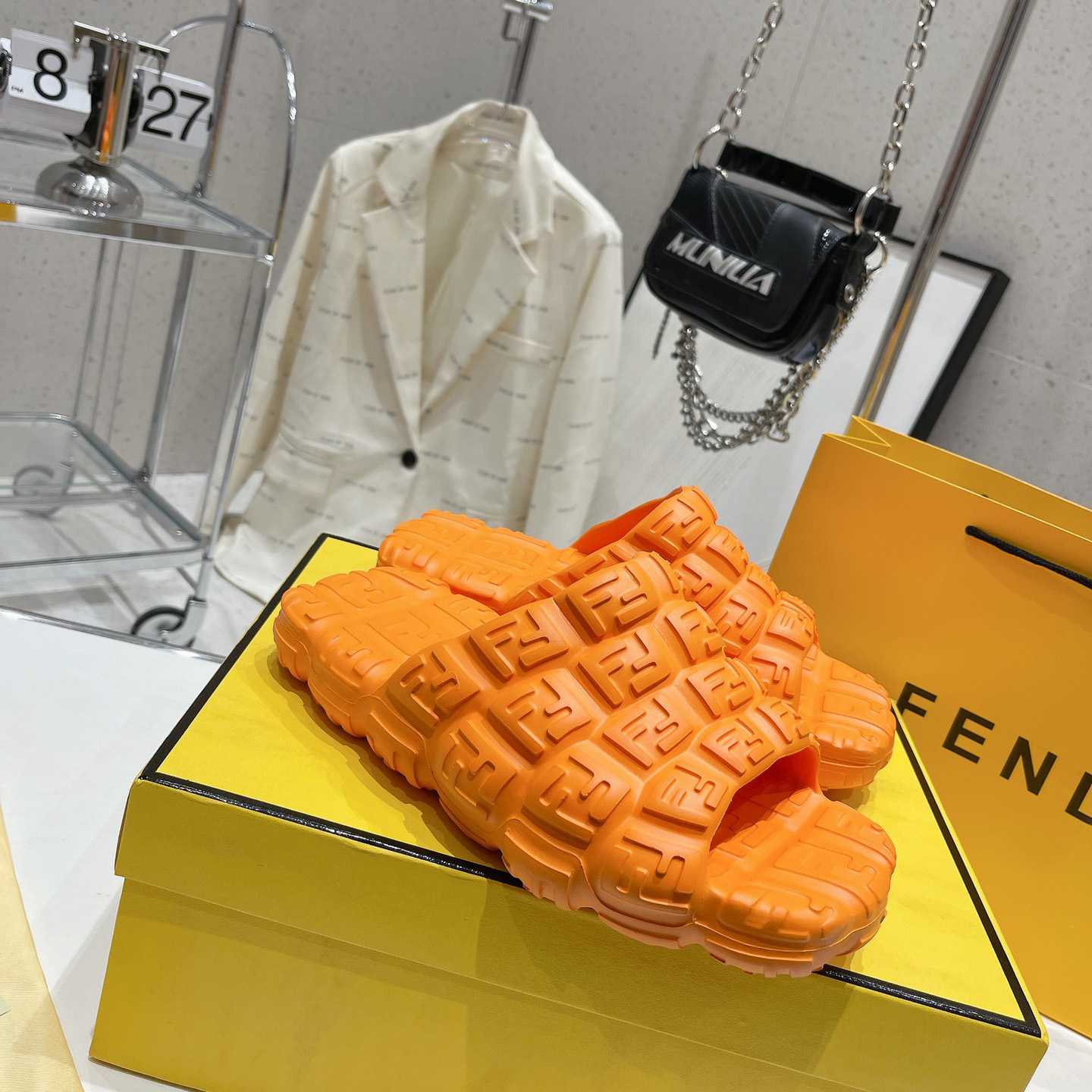 Fendi Cloud Slides Orange Rubber Slides - PerfectKickZ