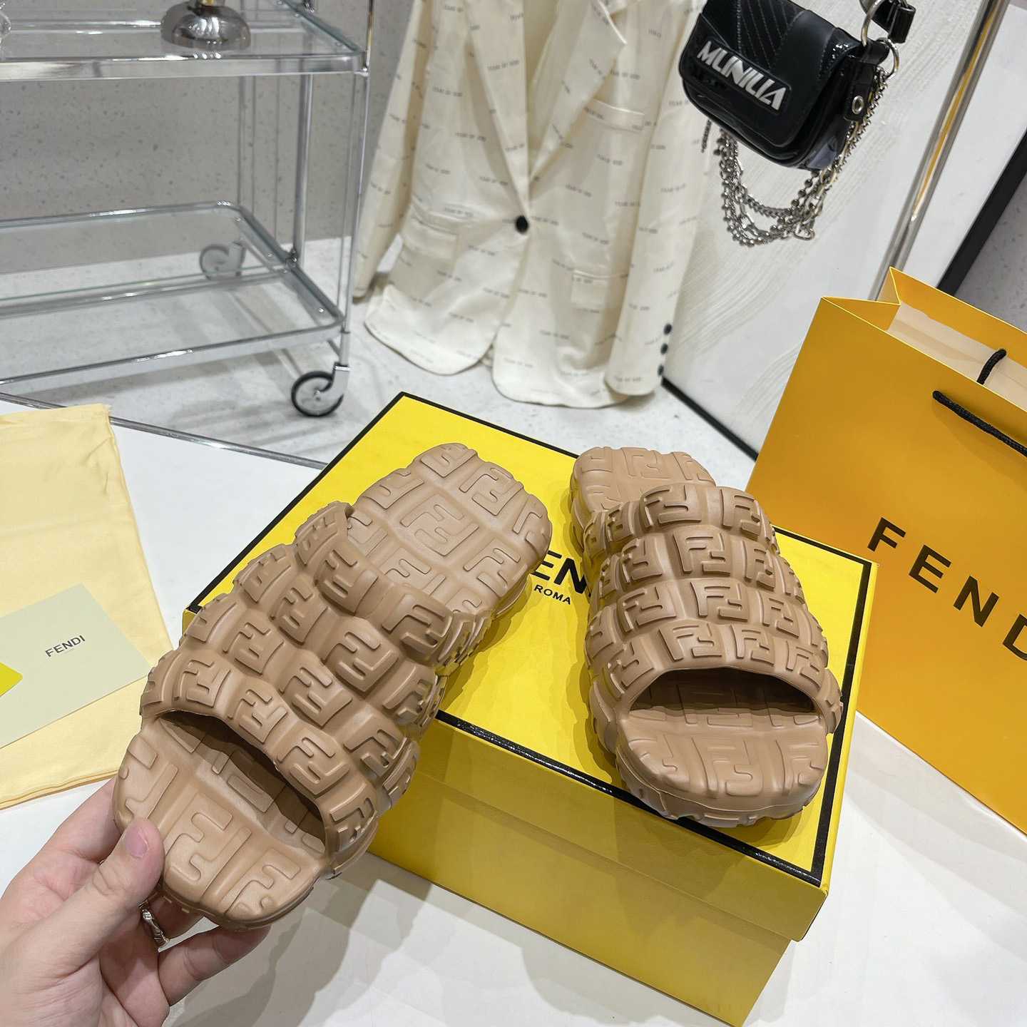 Fendi Cloud Slides Orange Rubber Slides - PerfectKickZ