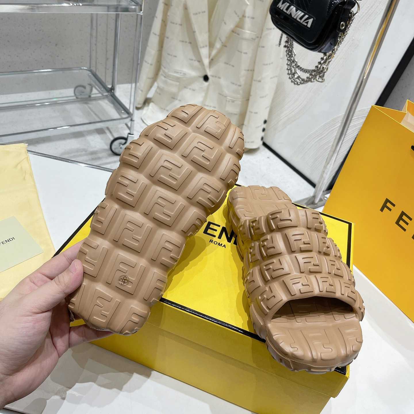 Fendi Cloud Slides Orange Rubber Slides - PerfectKickZ