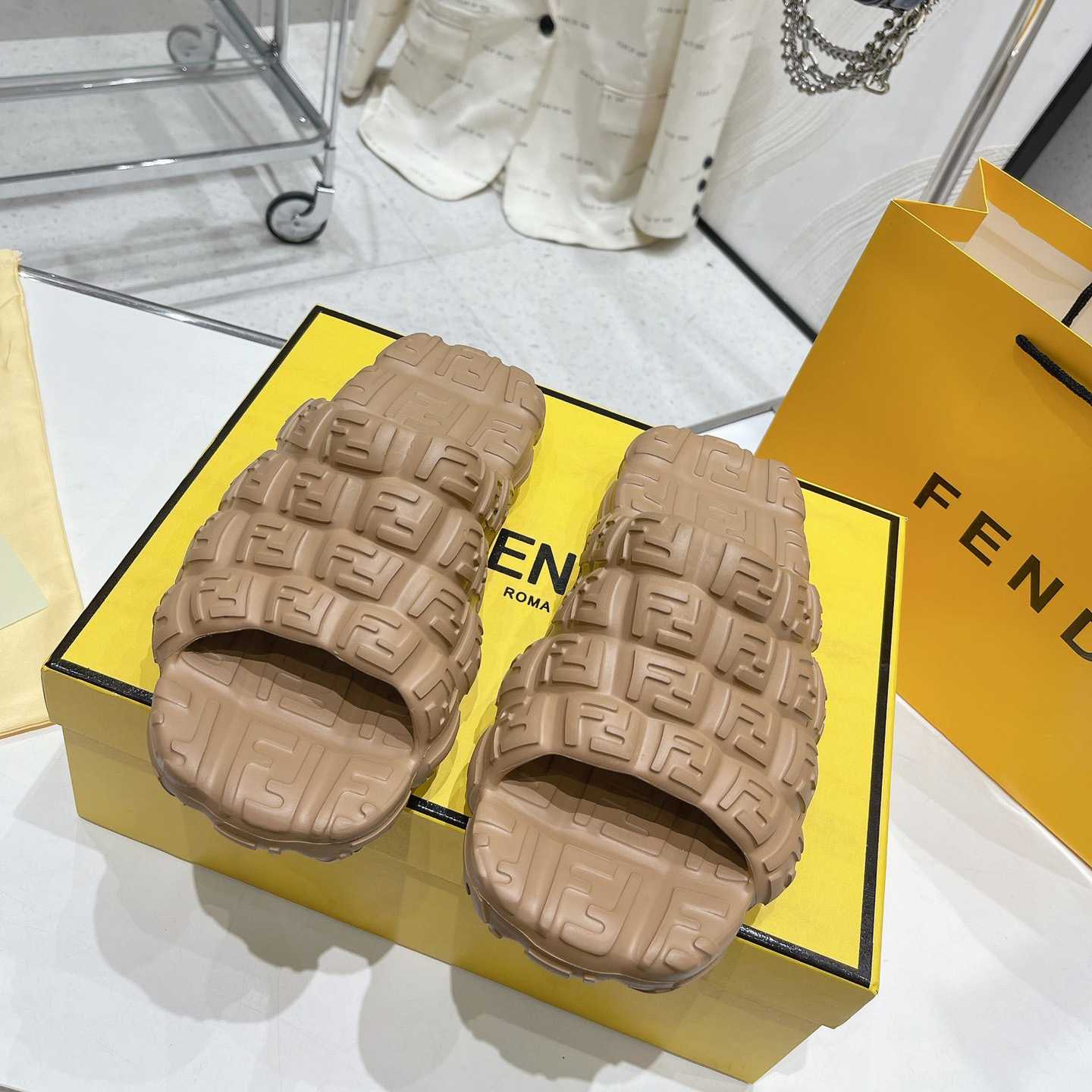 Fendi Cloud Slides Orange Rubber Slides - PerfectKickZ