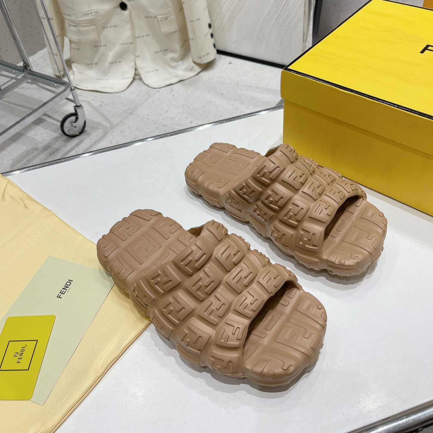 Fendi Cloud Slides Orange Rubber Slides - PerfectKickZ