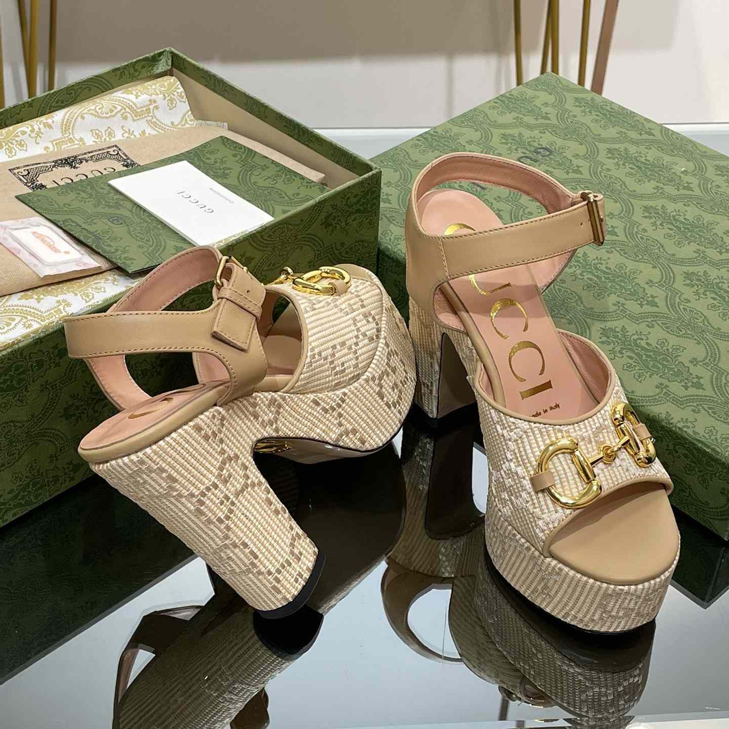 Gucci Women's Horsebit Platform Sandal  - PerfectKickZ