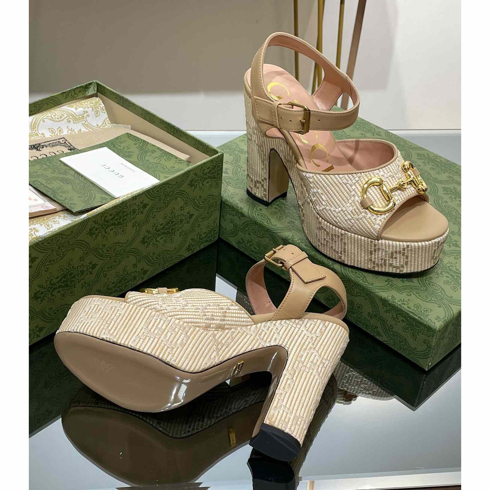 Gucci Women's Horsebit Platform Sandal  - PerfectKickZ
