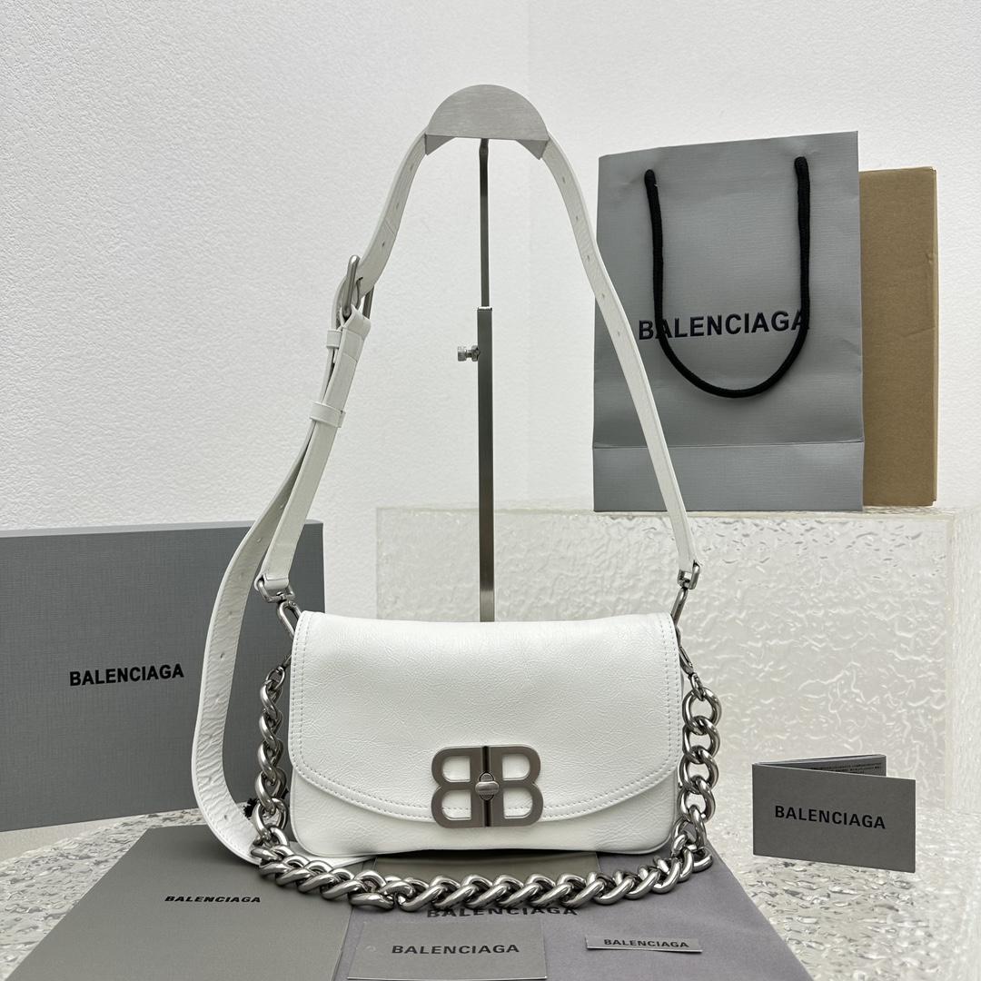 Balenciaga BB Soft Small Flap Bag In Optic White  - PerfectKickZ