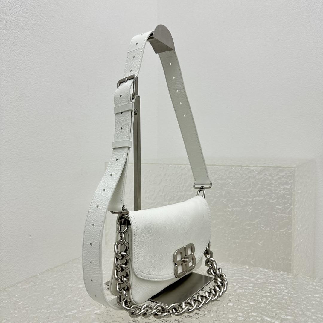 Balenciaga BB Soft Small Flap Bag In Optic White  - PerfectKickZ