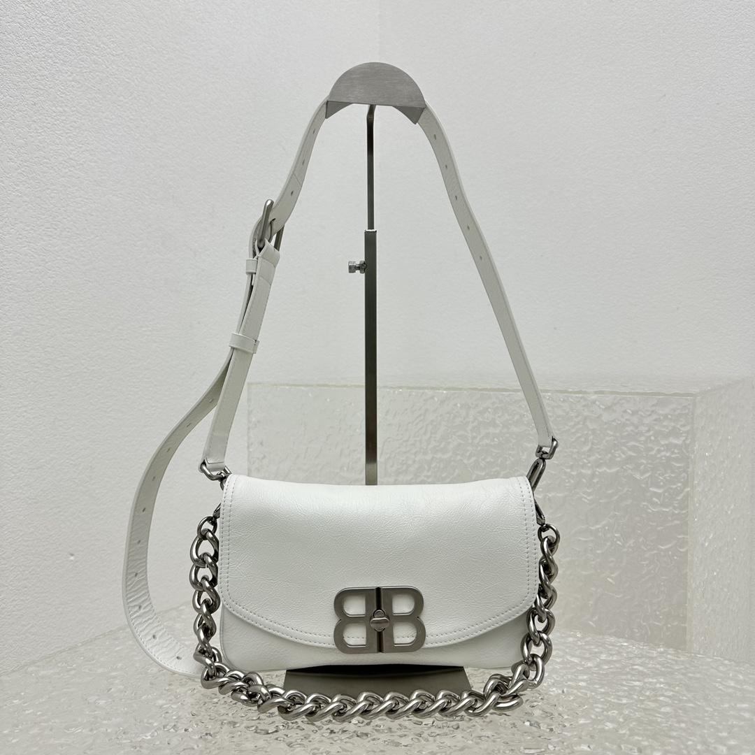 Balenciaga BB Soft Small Flap Bag In Optic White  - PerfectKickZ