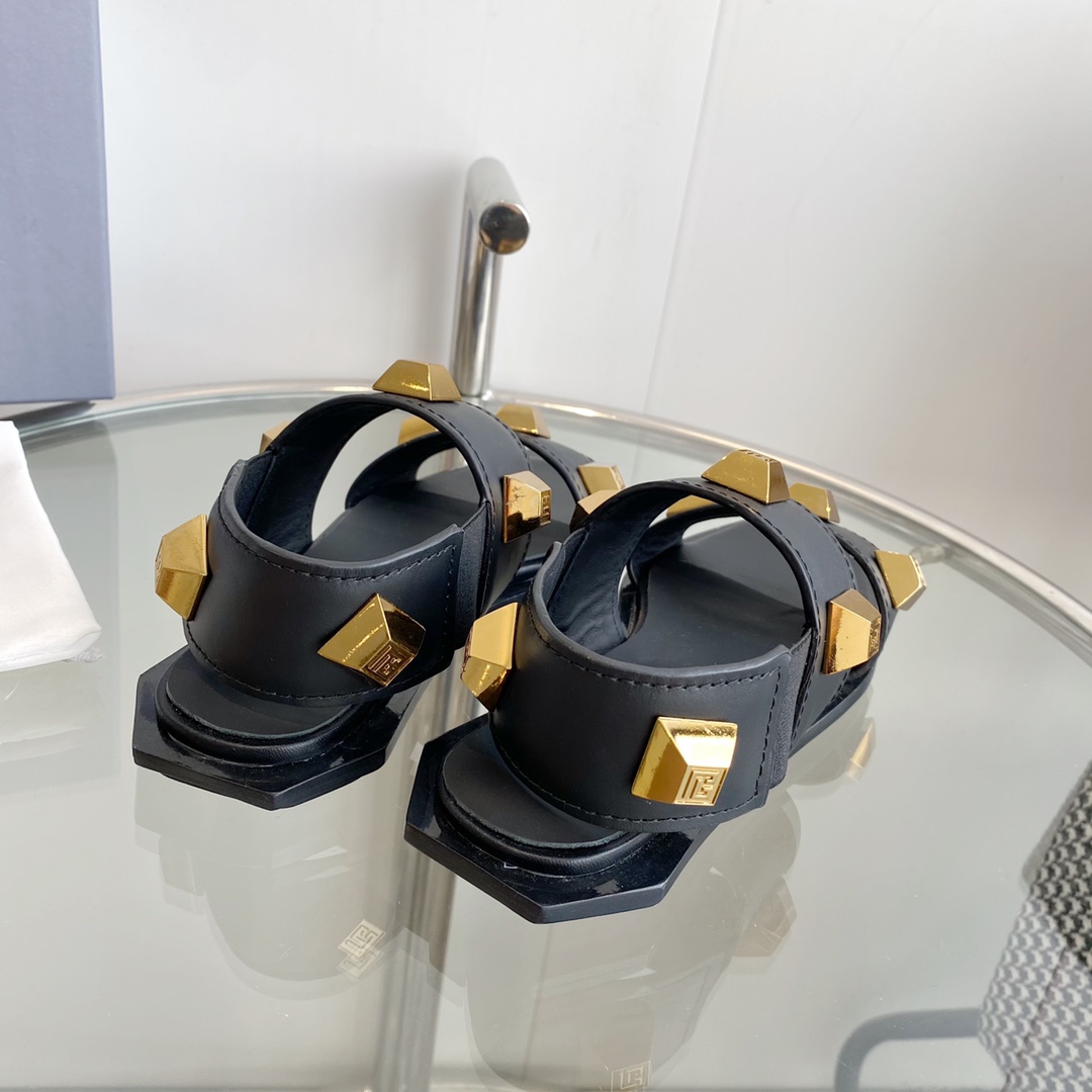 Balmain Studded Flat Sandals - PerfectKickZ