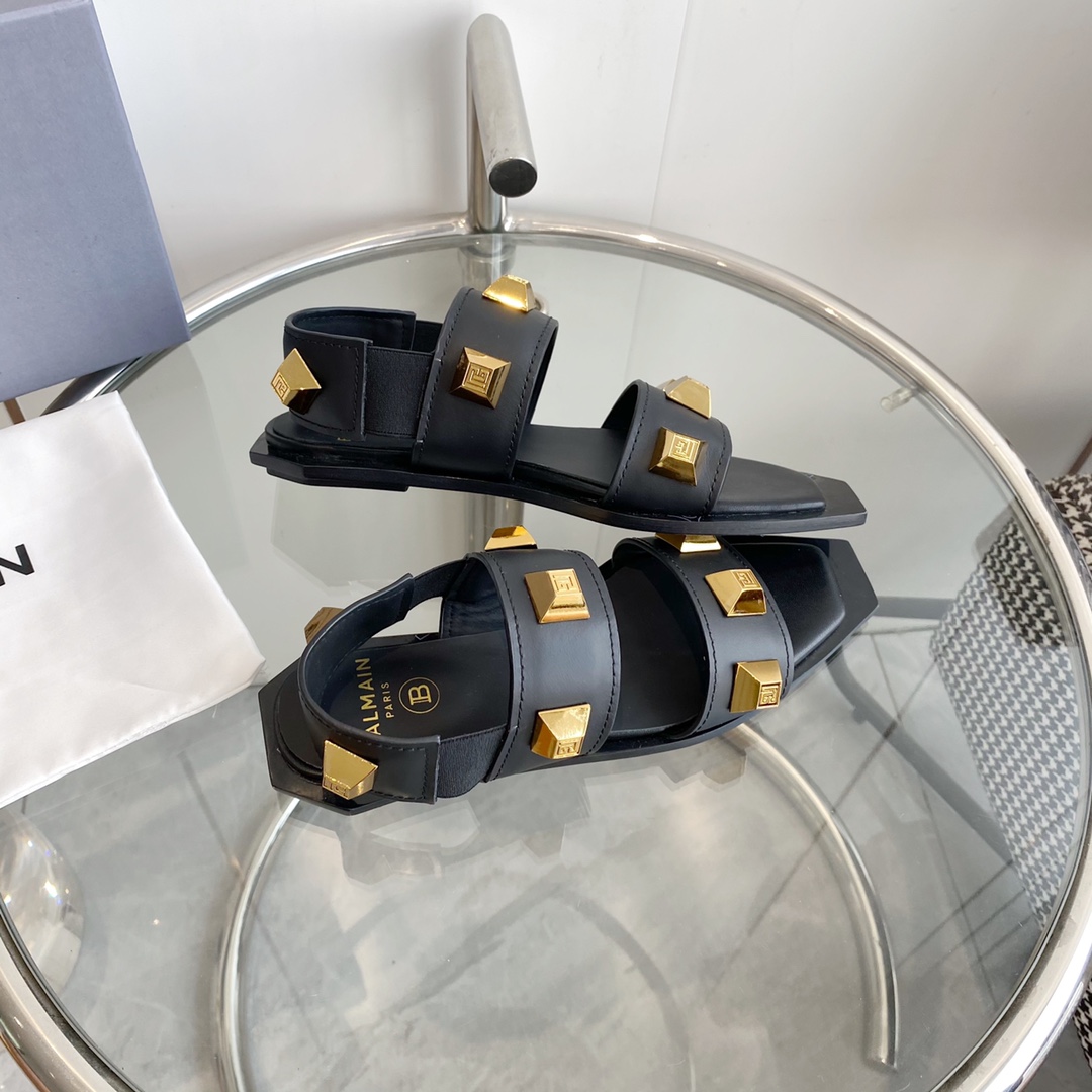 Balmain Studded Flat Sandals - PerfectKickZ