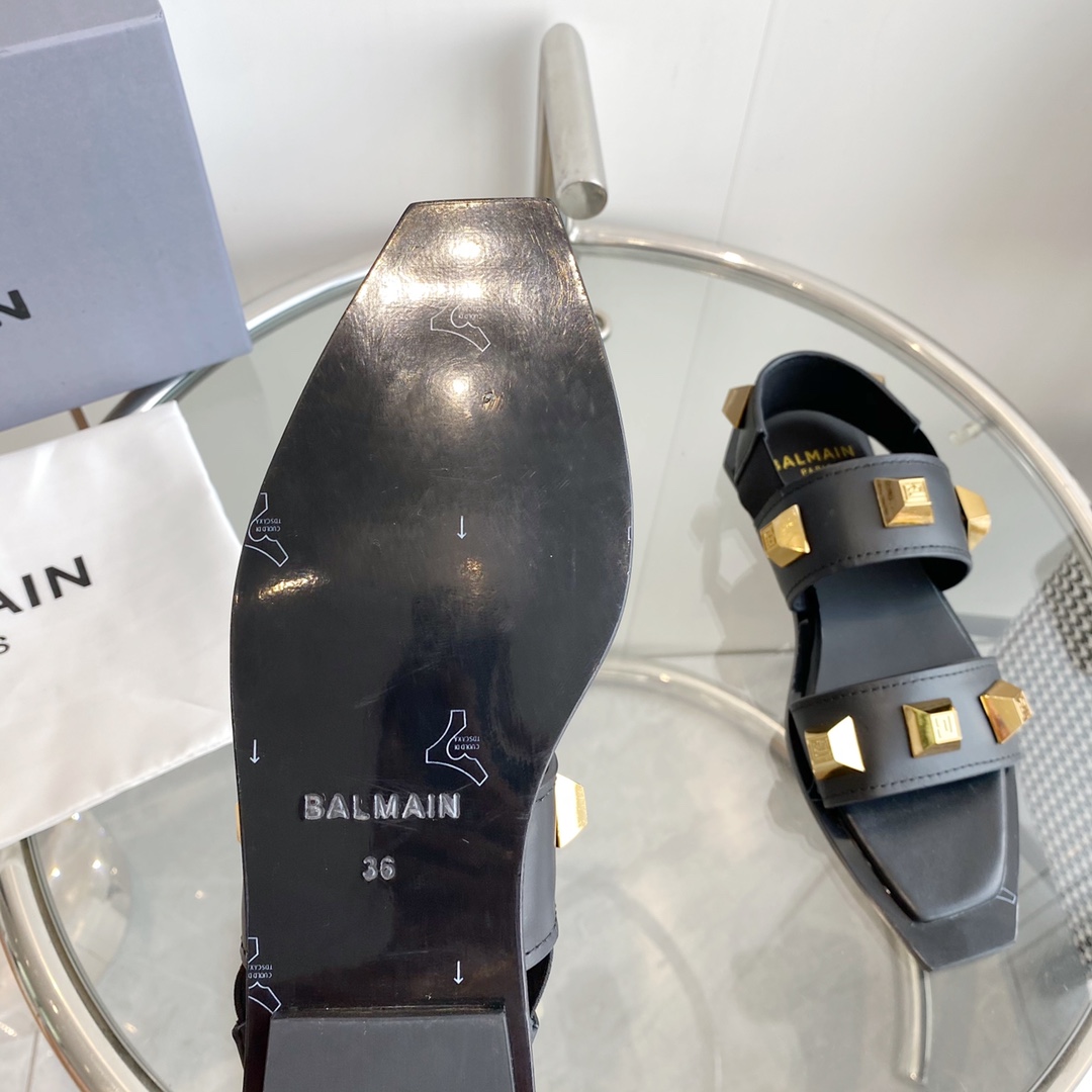 Balmain Studded Flat Sandals - PerfectKickZ