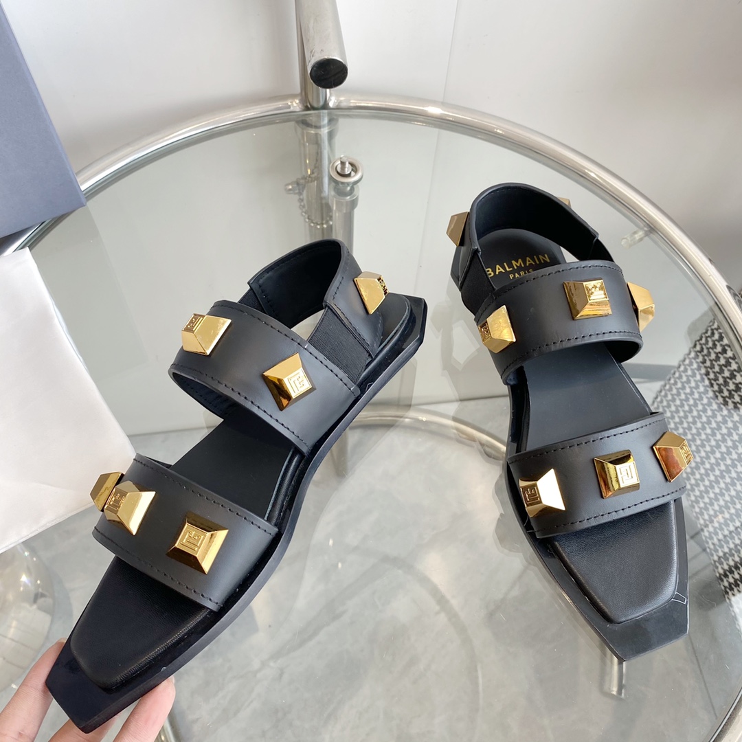Balmain Studded Flat Sandals - PerfectKickZ