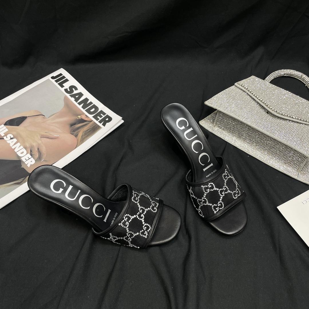 Gucci Women's GG Mid-heel Slide Sandal - PerfectKickZ