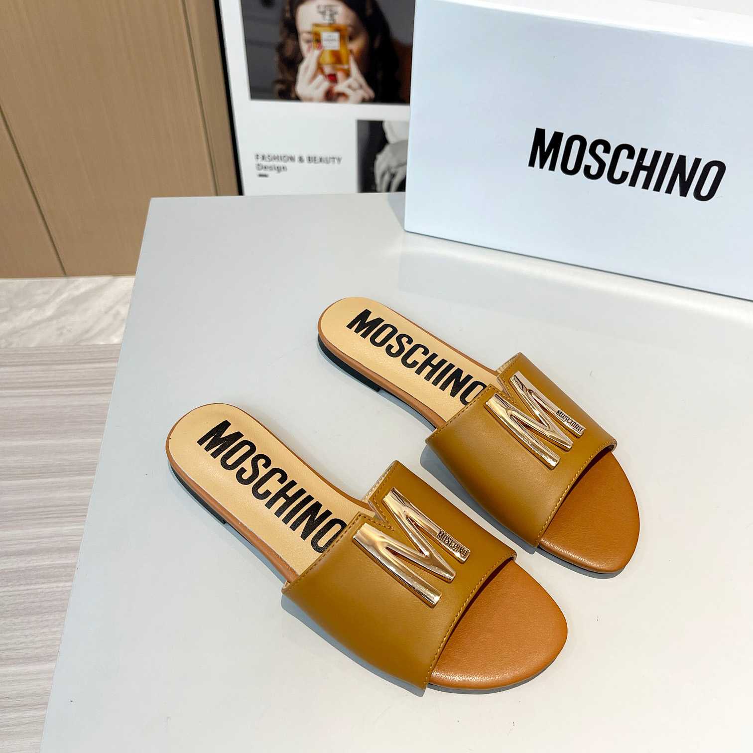 Moschino M Plaque Sandals - PerfectKickZ