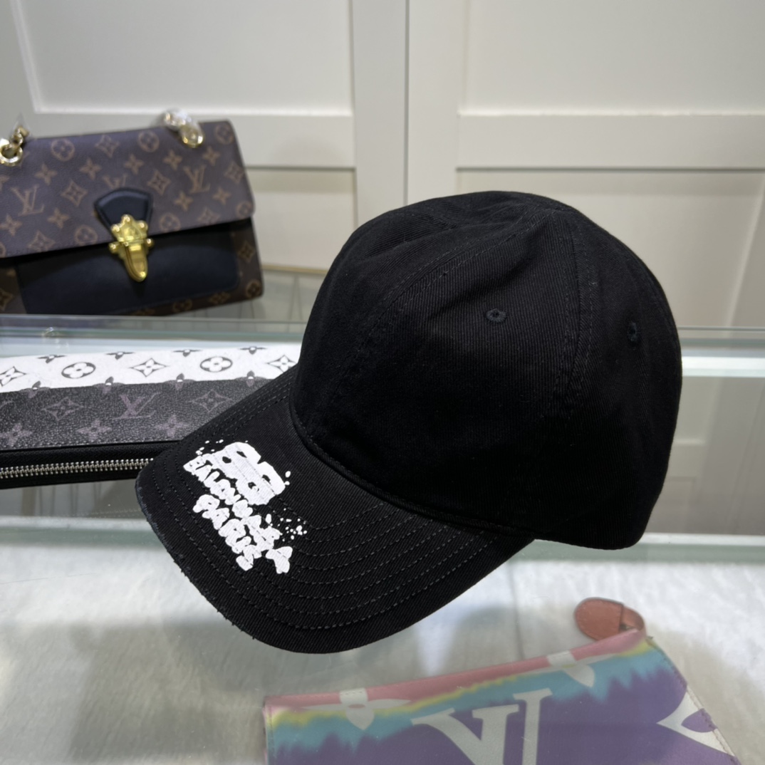 Balenciaga Hand Drawn BB Icon Cap In Black - PerfectKickZ