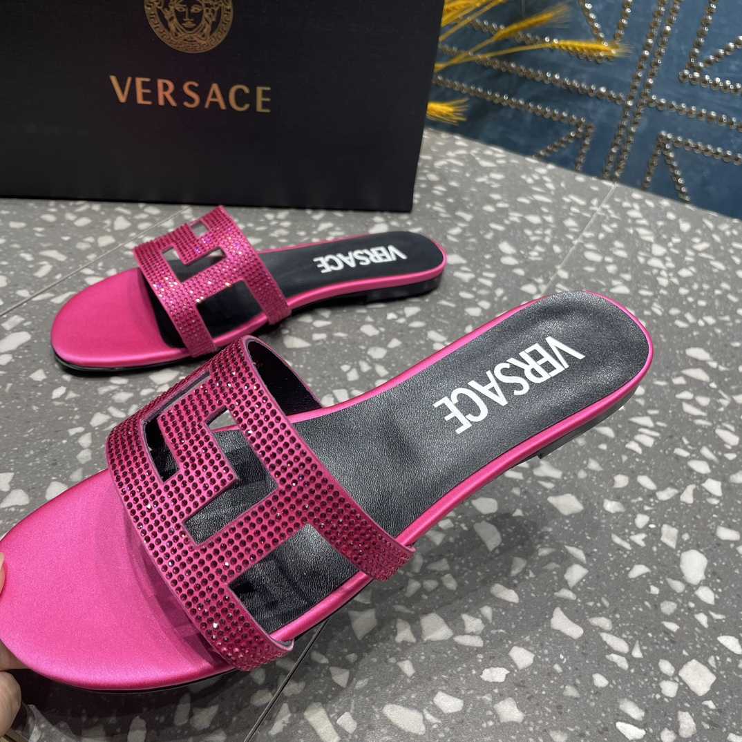 Versace Greca Maze Crystal Flat Sandals - PerfectKickZ
