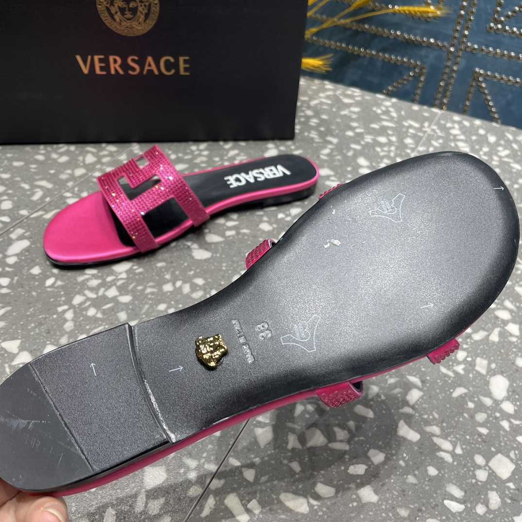 Versace Greca Maze Crystal Flat Sandals - PerfectKickZ