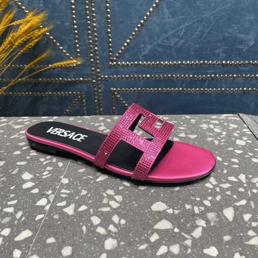Versace Greca Maze Crystal Flat Sandals - PerfectKickZ