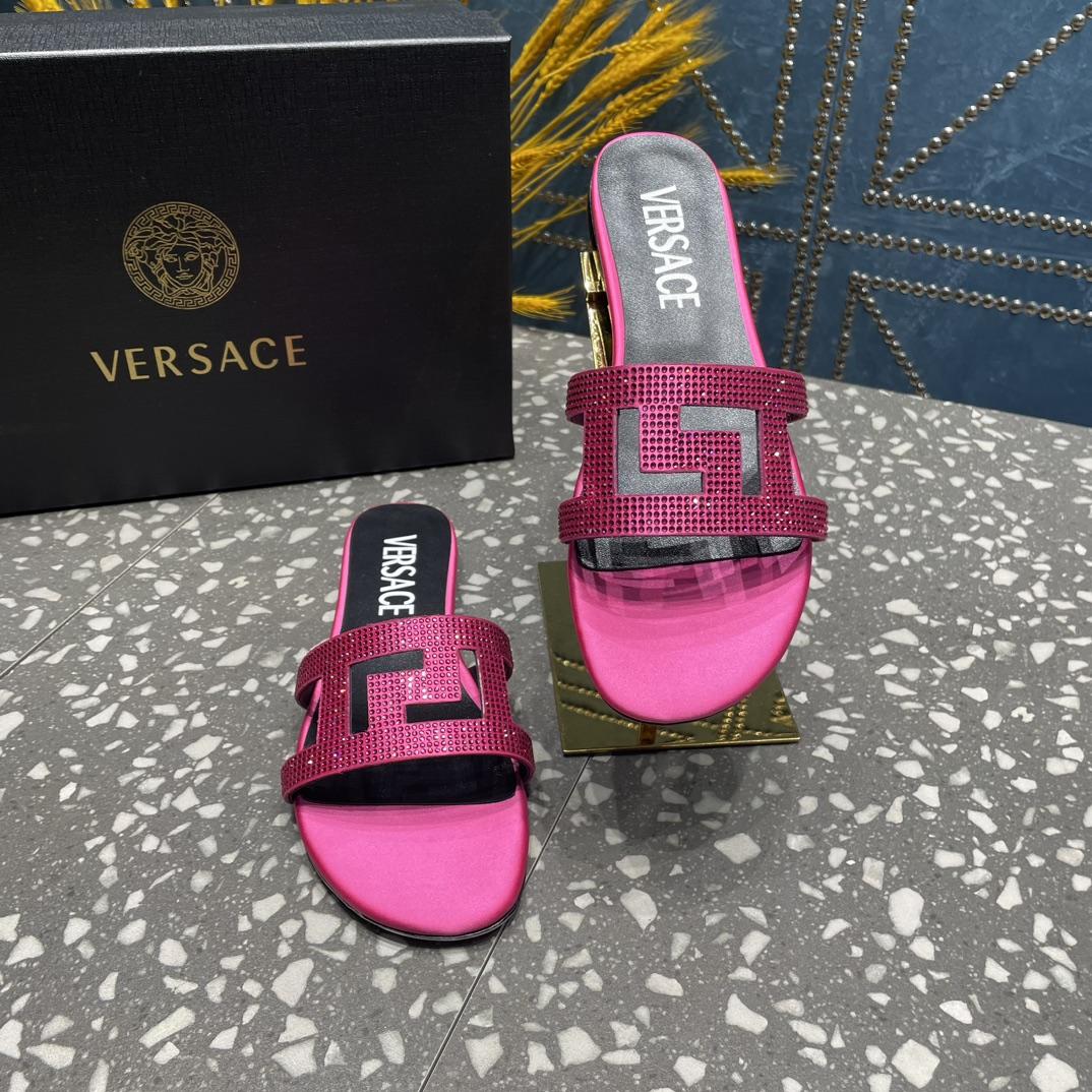 Versace Greca Maze Crystal Flat Sandals - PerfectKickZ