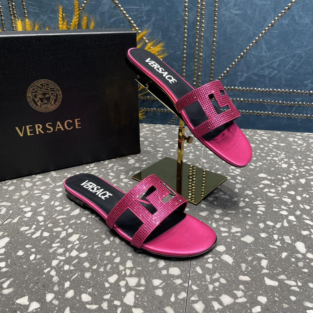 Versace Greca Maze Crystal Flat Sandals - PerfectKickZ