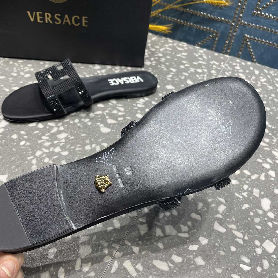 Versace Greca Maze Crystal Flat Sandals - PerfectKickZ