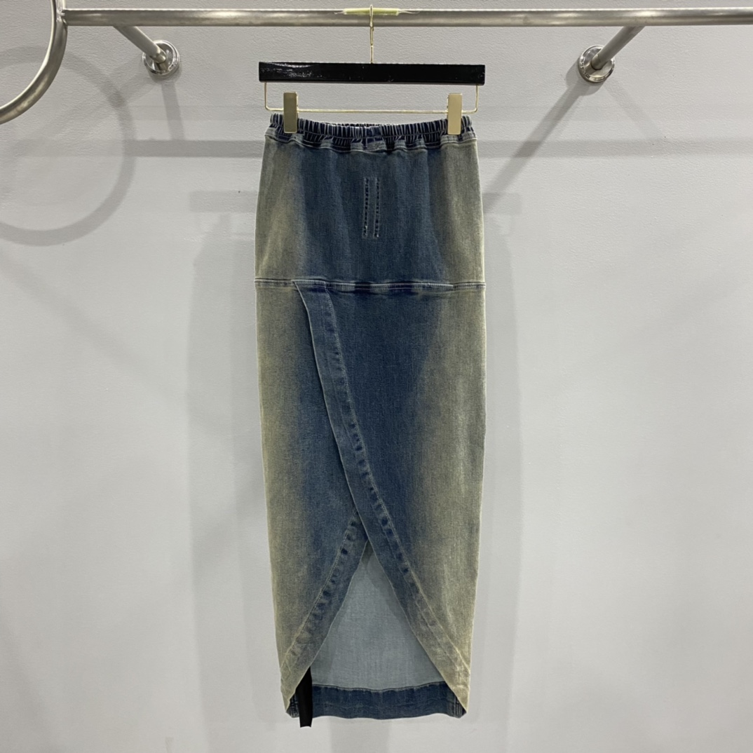 Rick Owens Drkshdw Blue Pillar Denim Maxi Skirt - PerfectKickZ
