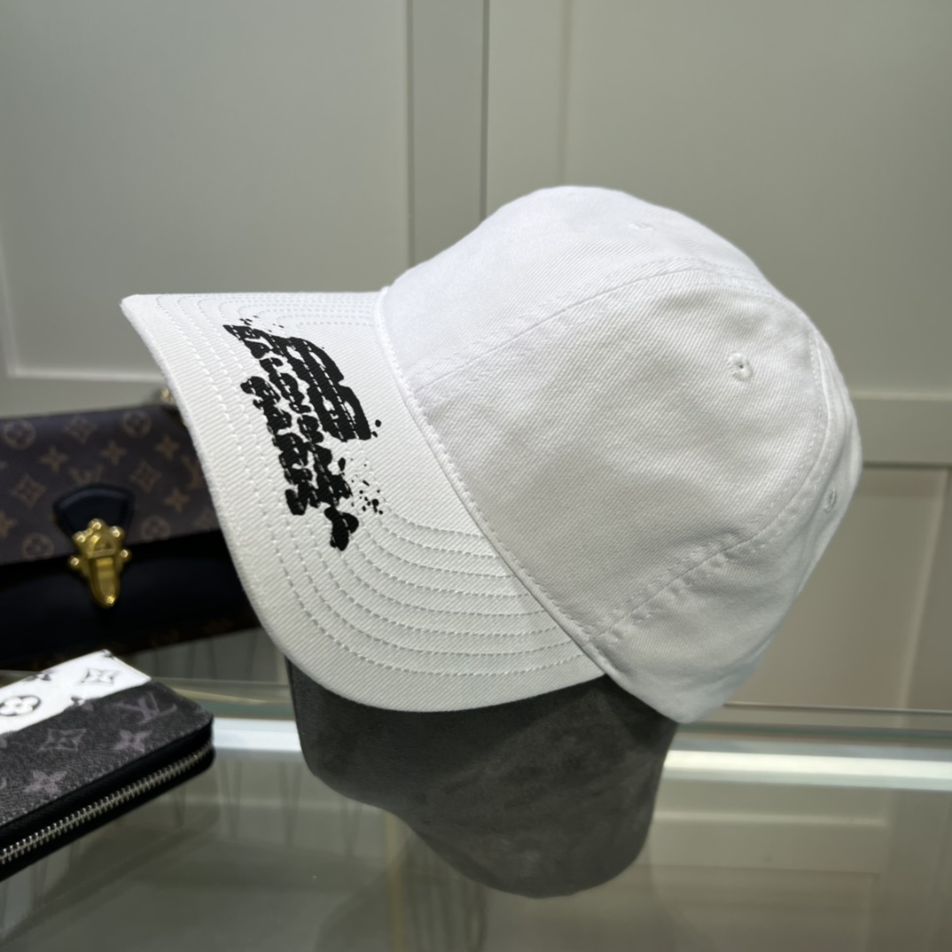 Balenciaga Hand Drawn BB Icon Cap In White - PerfectKickZ