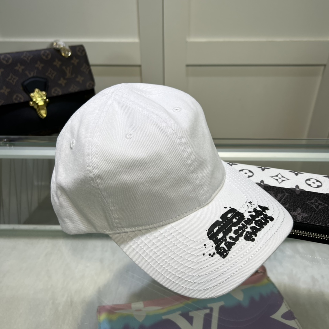 Balenciaga Hand Drawn BB Icon Cap In White - PerfectKickZ