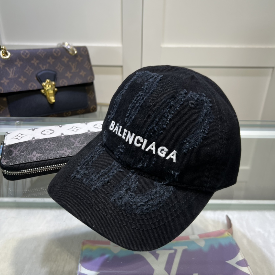 Balenciaga BB Laser Destroyed Cap In Black - PerfectKickZ