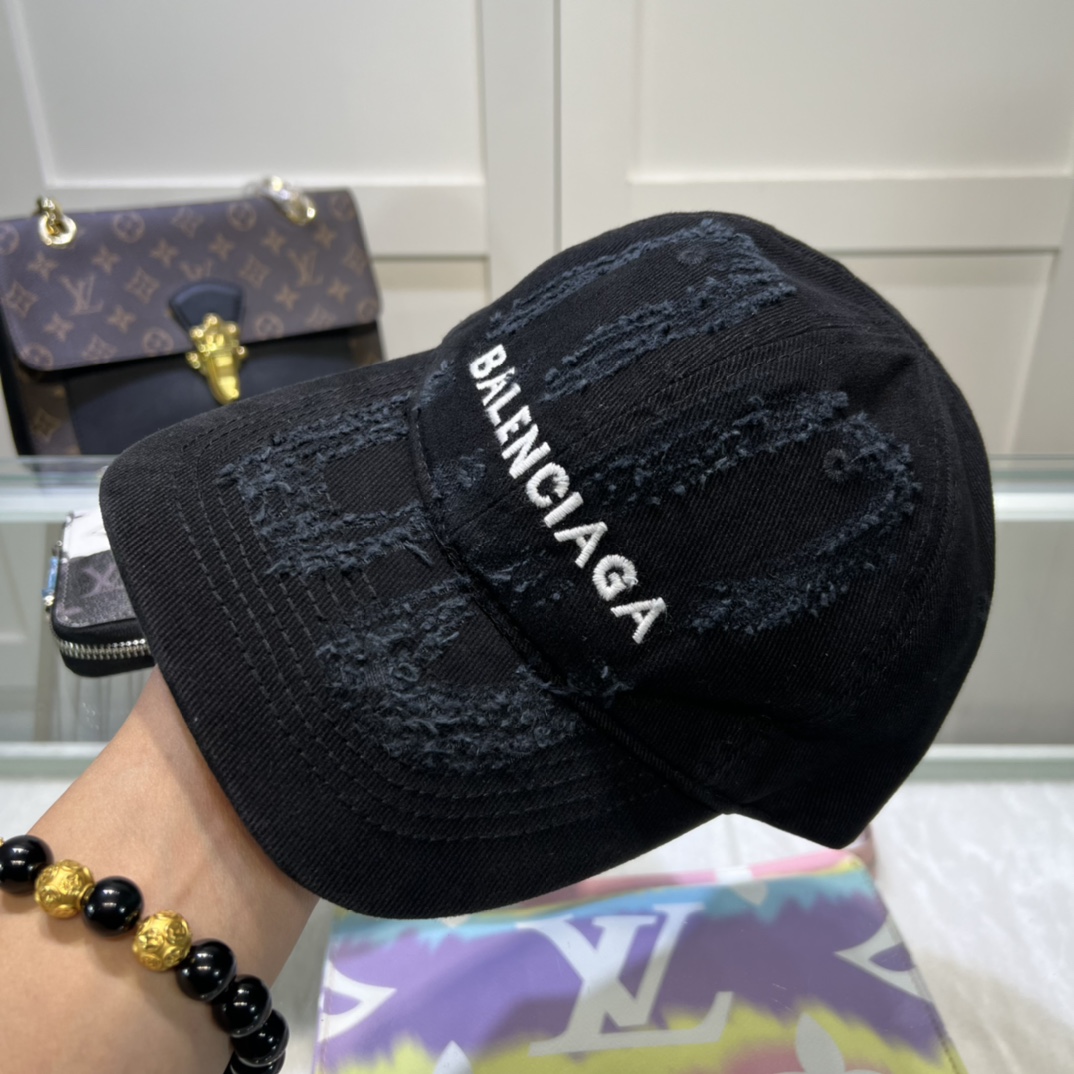 Balenciaga BB Laser Destroyed Cap In Black - PerfectKickZ