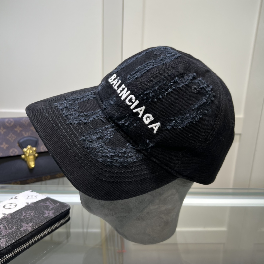 Balenciaga BB Laser Destroyed Cap In Black - PerfectKickZ