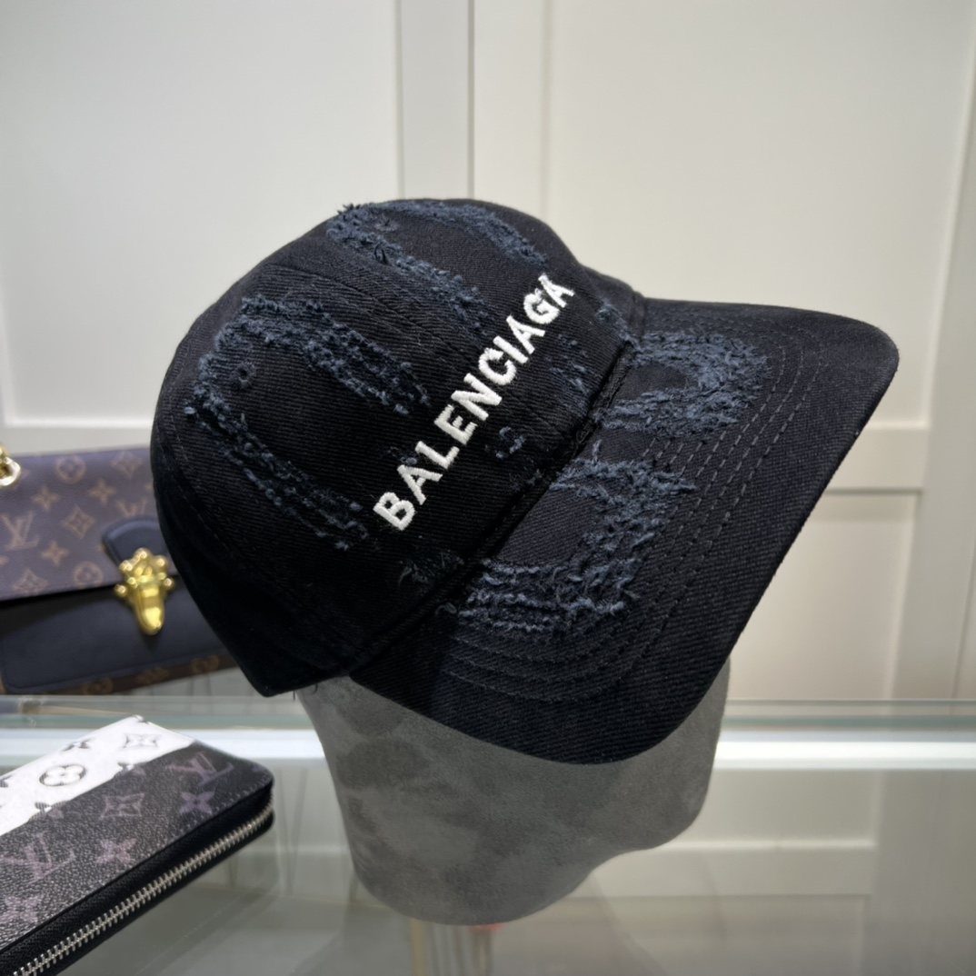 Balenciaga BB Laser Destroyed Cap In Black - PerfectKickZ