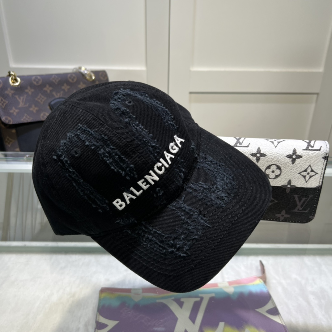 Balenciaga BB Laser Destroyed Cap In Black - PerfectKickZ