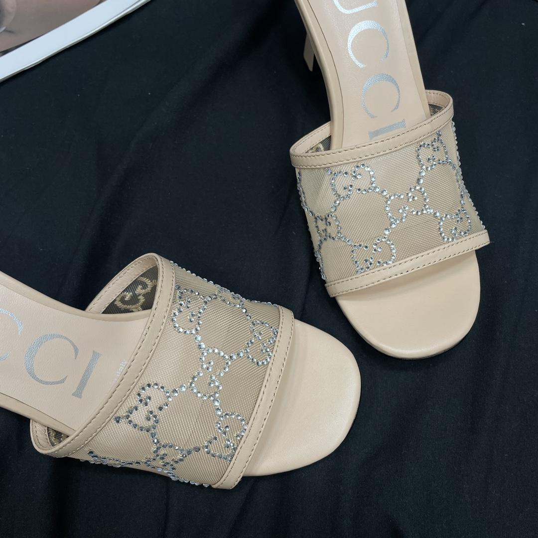 Gucci Women's GG Mid-heel Slide Sandal - PerfectKickZ