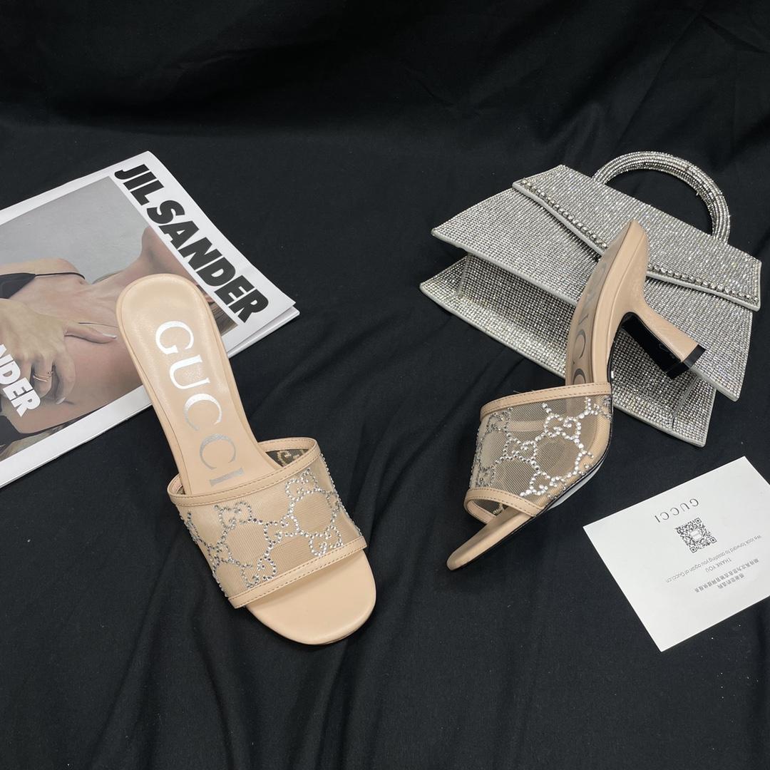Gucci Women's GG Mid-heel Slide Sandal - PerfectKickZ