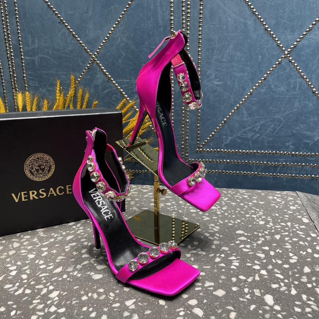 Versace Crystal Satin Sandals - PerfectKickZ