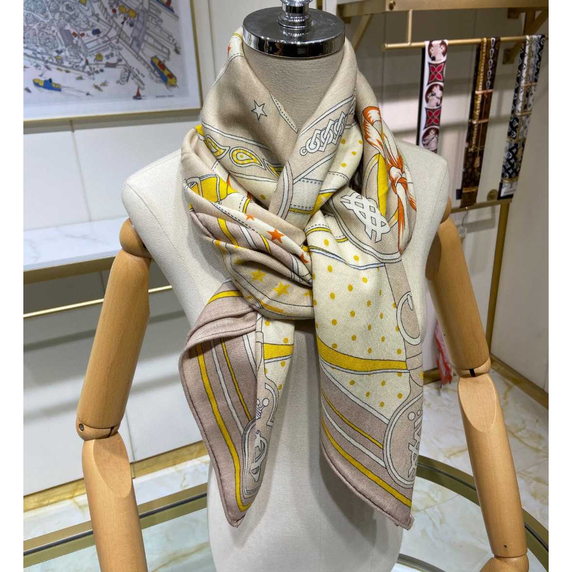 Hermes La Promenade Du Matin Bandana Shawl 140 - PerfectKickZ