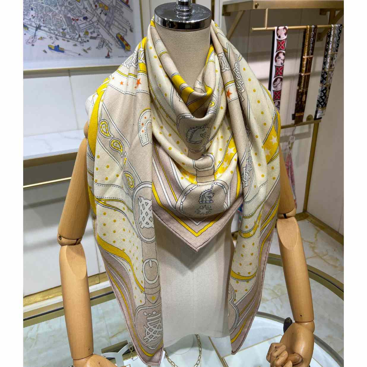 Hermes La Promenade Du Matin Bandana Shawl 140 - PerfectKickZ