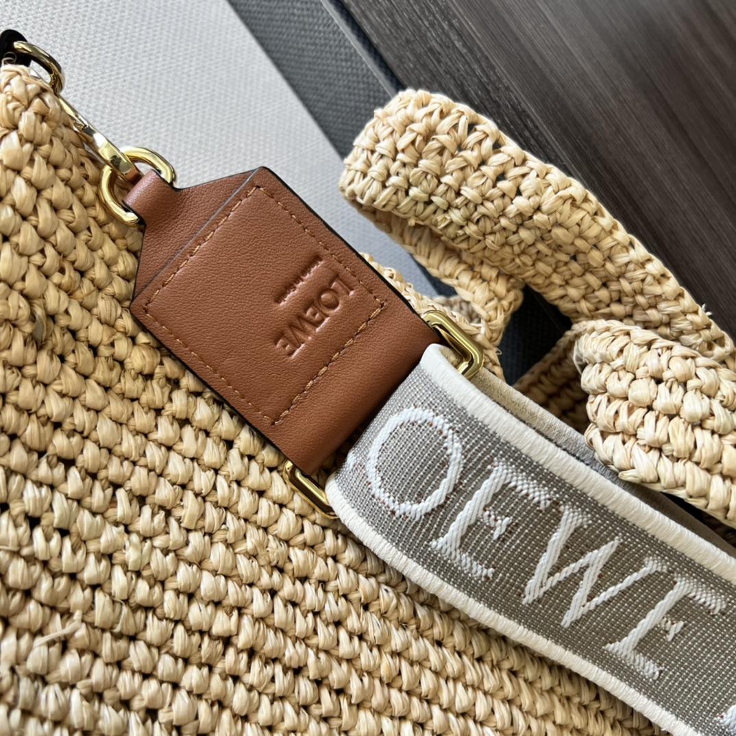 Loewe Mini Slit Bag In raffia And Calfskin - 